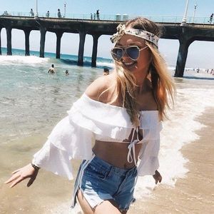 LF White off the shoulder crop